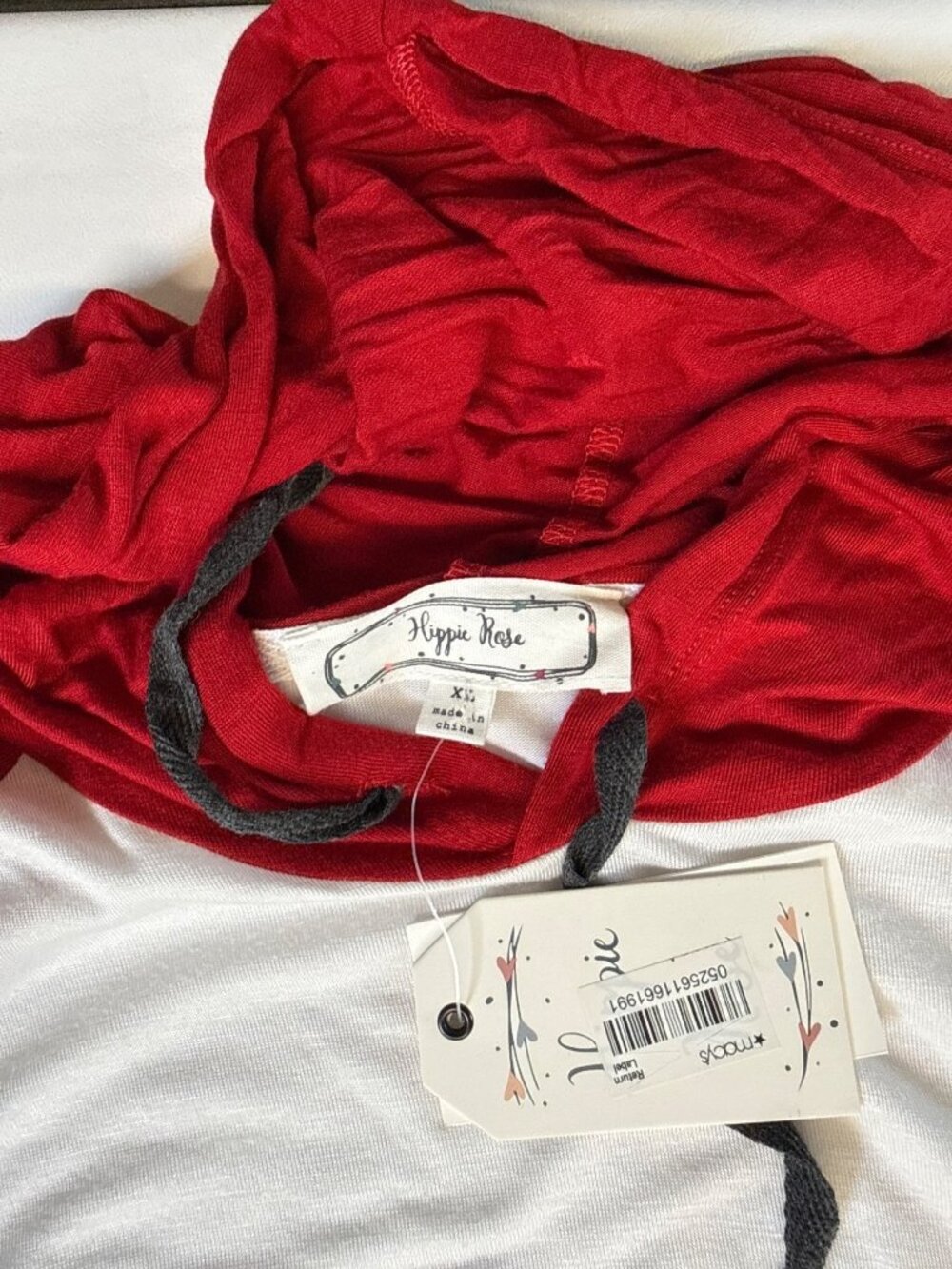 HIPPIE ROSE Lightweight Colorblock Pullover Hoodie~Size XL~Red Combo NWT L2 31 - Picture 7 of 9